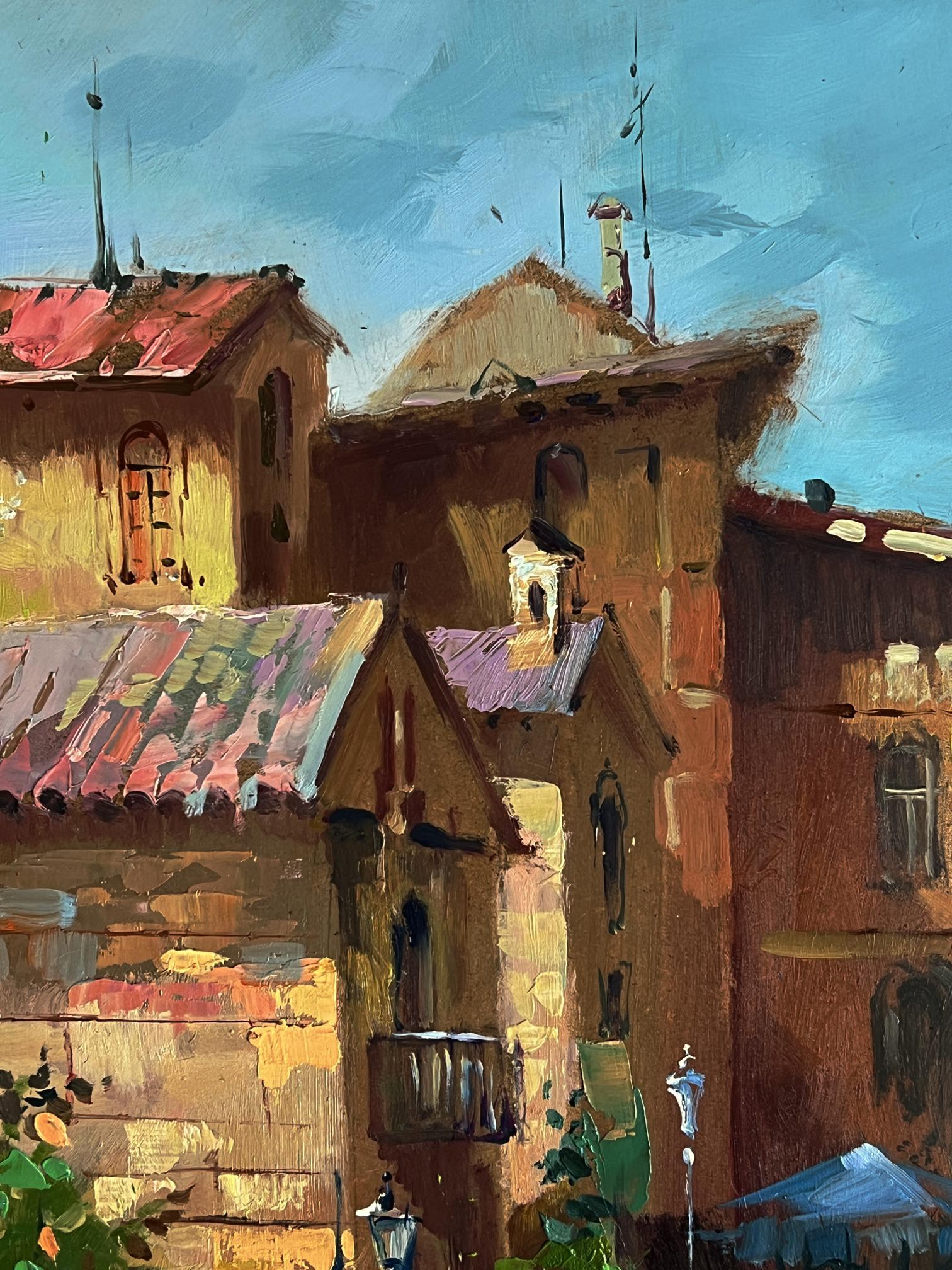 Vibrant impressionist oil painting of Venice streets by Yuriy Suprunchuk