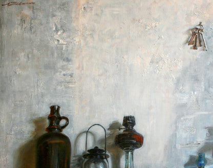 Vintage oil lamp by Leonid Pavlenko in oil painting style