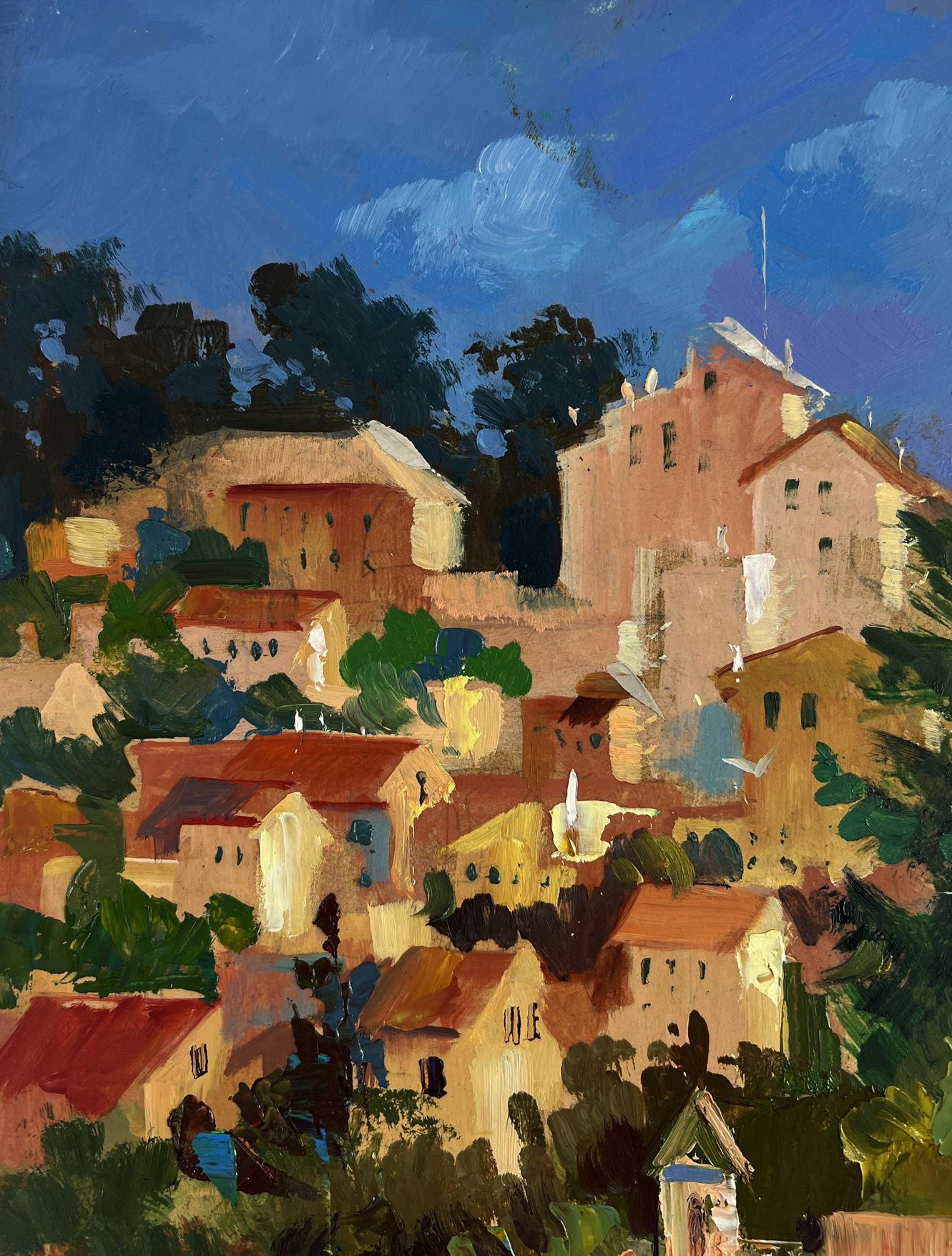 Vibrant impressionist oil painting of hillside village by Yuriy Suprunchuk