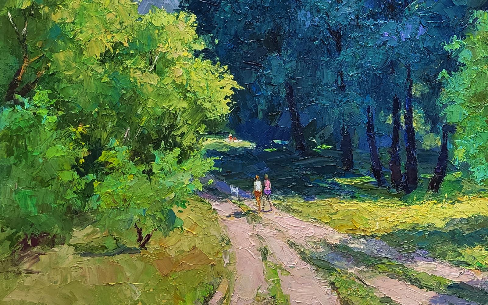 Vibrant impressionist oil painting Road to the River by Boris Serdyuk