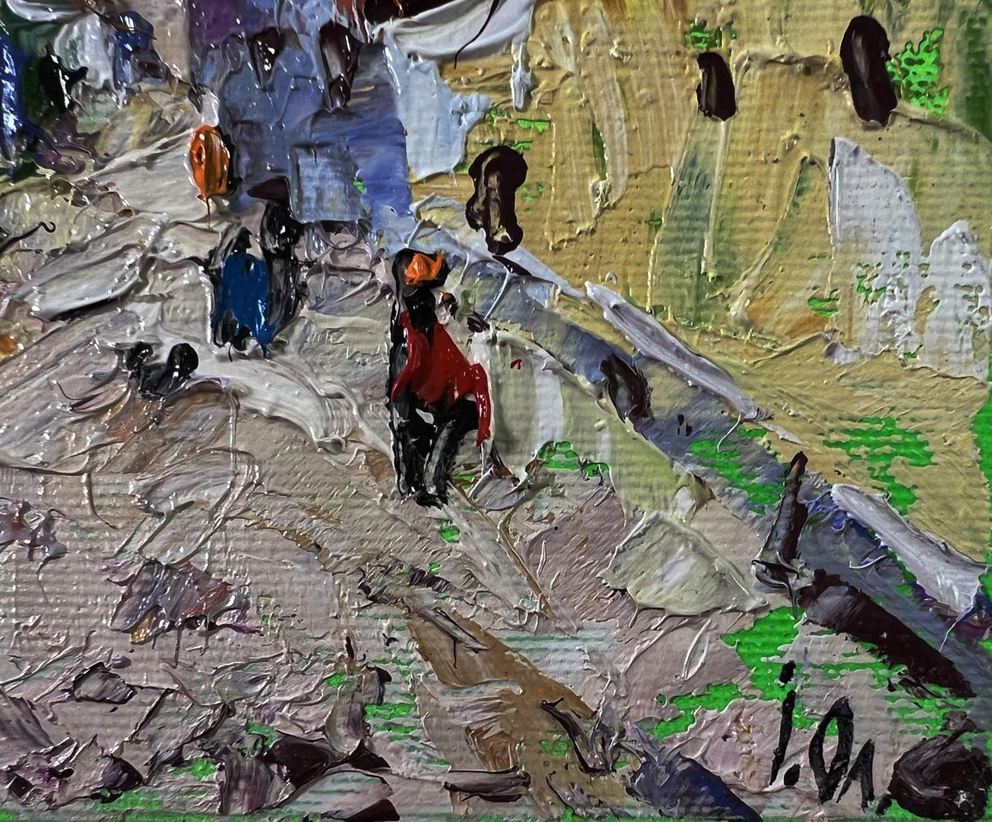 Textured oil painting of old residential town by Oleksiy Ivanyuk
