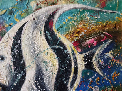 Abstract oil painting of big striped fish by Anatoly Tarabanov