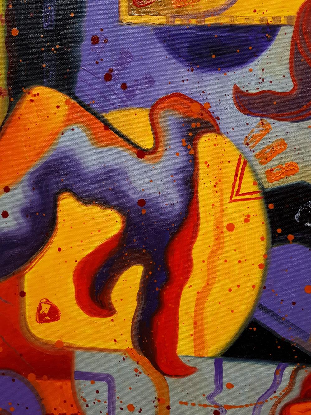 Vibrant abstract oil painting Biting the Tail by Sergiy Voichenko with bold swirls