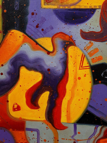 Vibrant abstract oil painting Biting the Tail by Sergiy Voichenko with bold swirls
