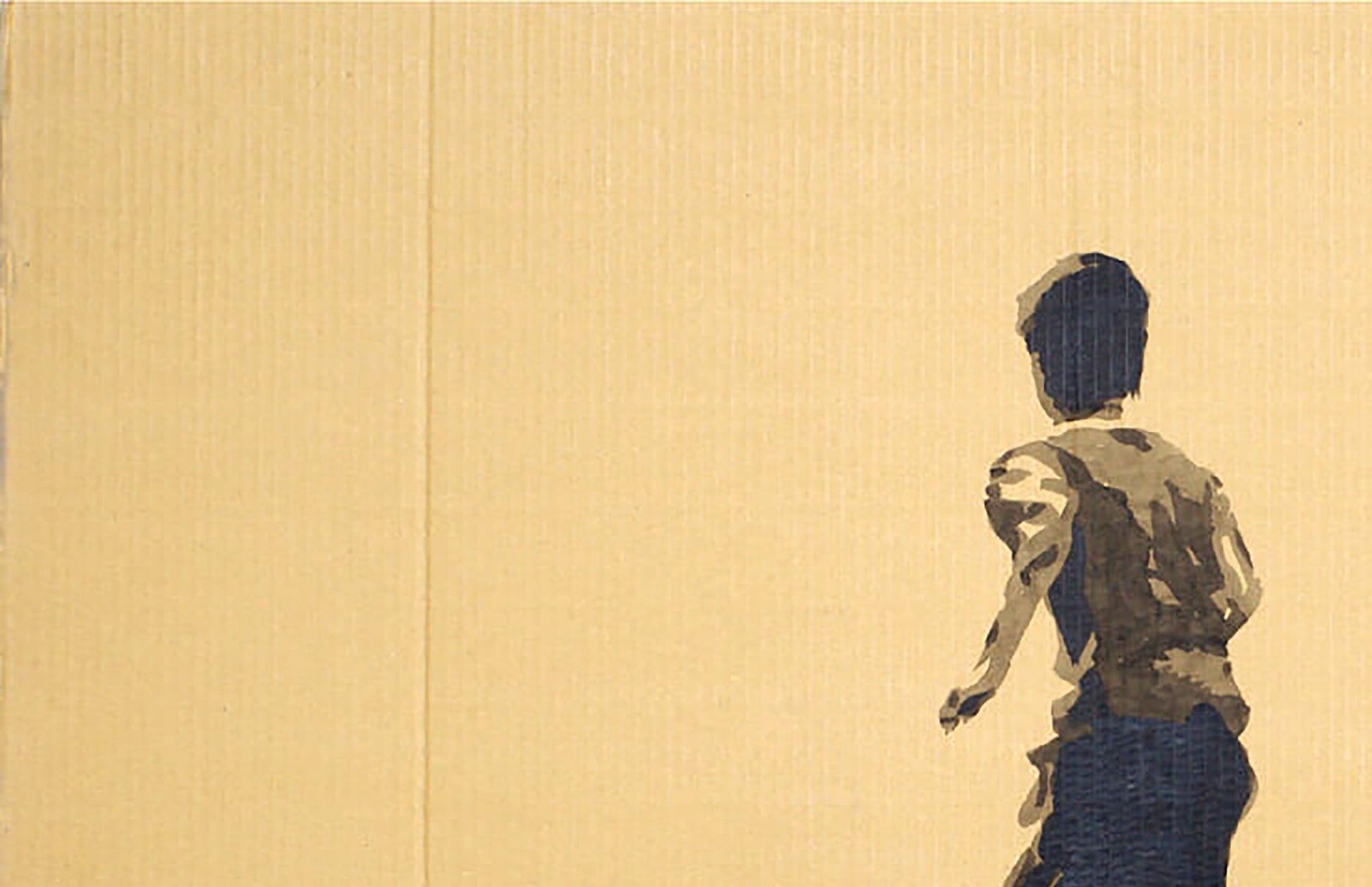 Minimalist ink painting of person in motion by Dima Filatov on beige background