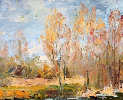 Autumn trees with golden foliage by Boris Serdyuk oil painting