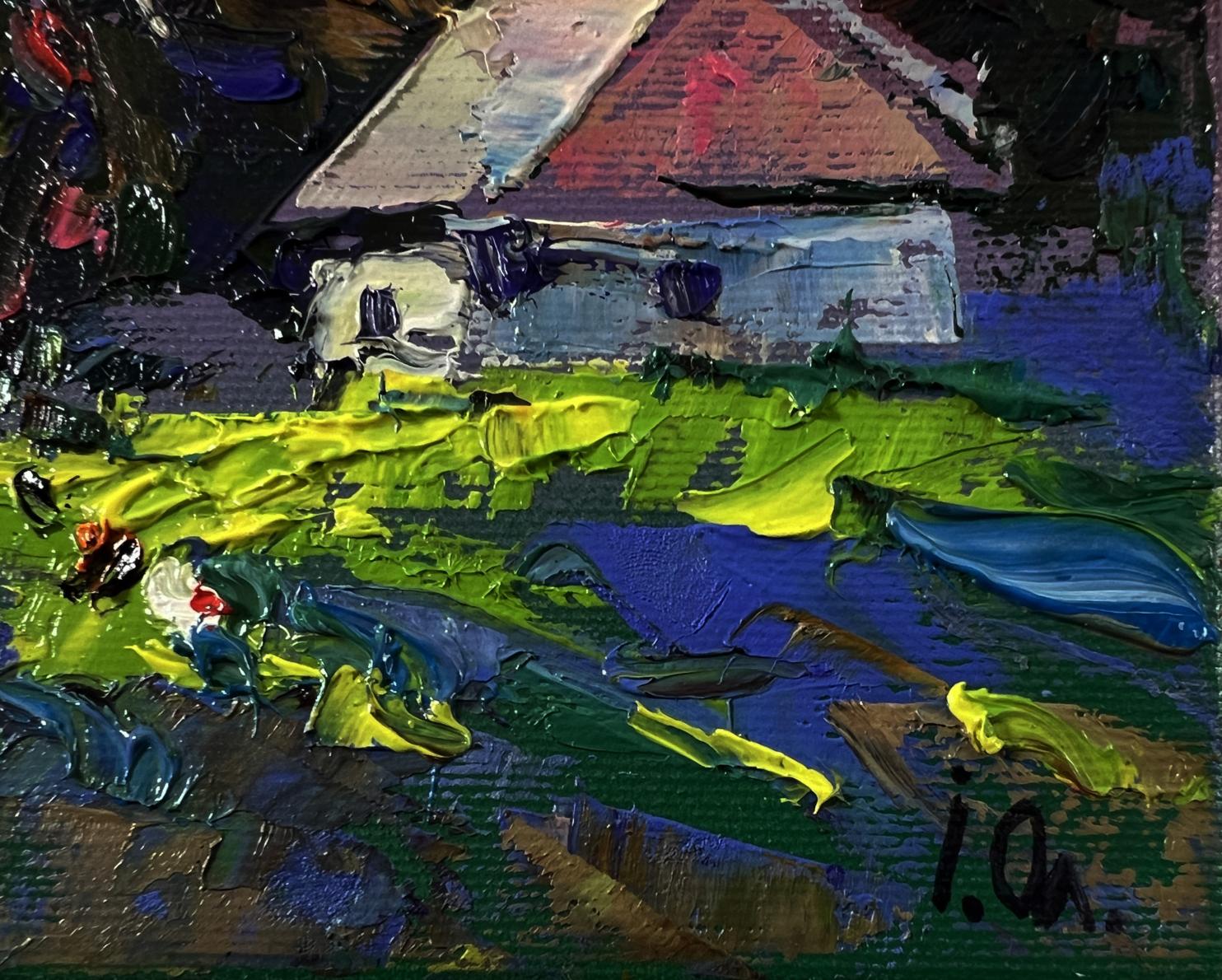 Vibrant impressionist oil painting of village life in silence by Oleksiy Ivanyuk