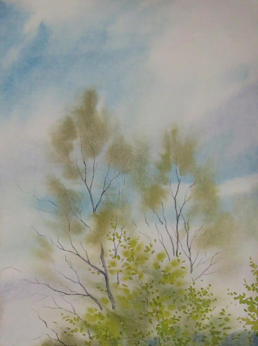 Watercolor painting of Spring Breeze trees by Valery Savenets