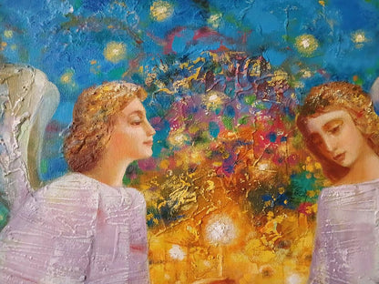 Abstract oil painting Two angels Anatoly Tarabanov