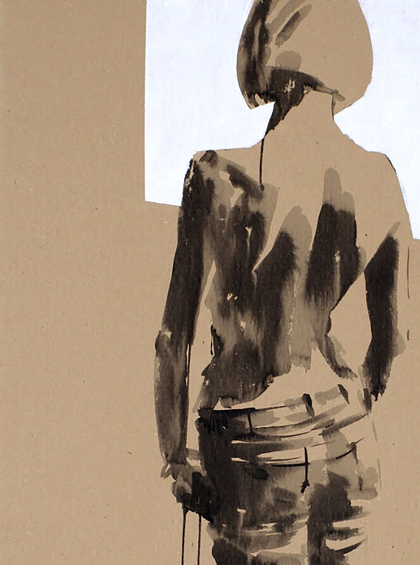 Minimalist watercolor profile portrait by Dima Filatov, acrylic Step D