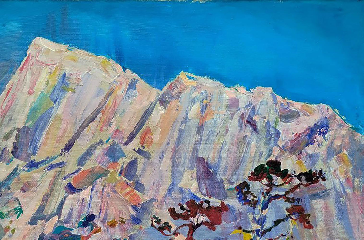 Vibrant acrylic painting of snow-capped White mountain by Leonid Pavlenko
