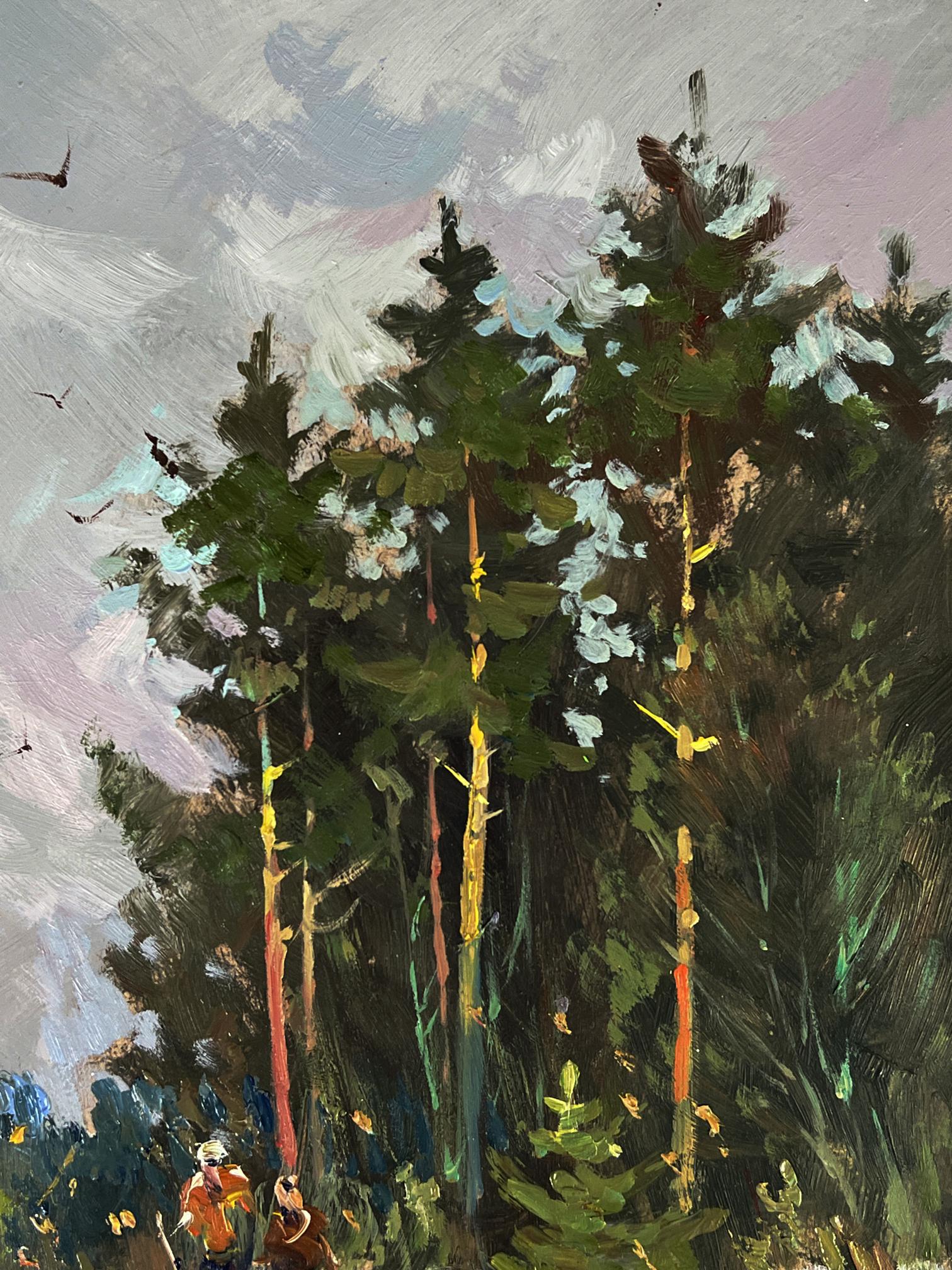 Vibrant impressionistic oil painting A walk through the winter forest by Yuriy Suprunchuk