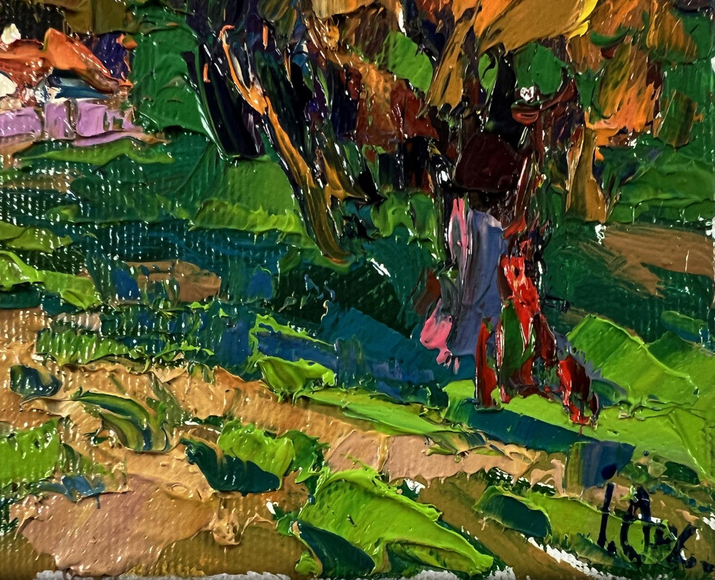 Vibrant impressionist oil painting Outside the village by Oksana Ivanyuk