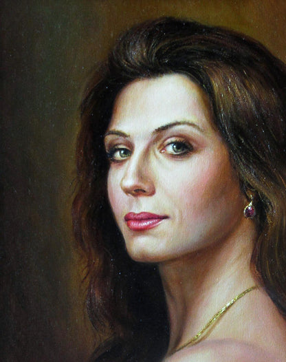 Oil painting portrait of Silk fire Valeriy Bulat woman with wavy hair