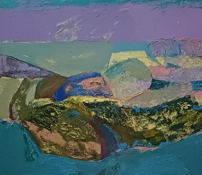 Abstract textured landscape oil painting Silence that hides untold histories by Tatyana Shulyak
