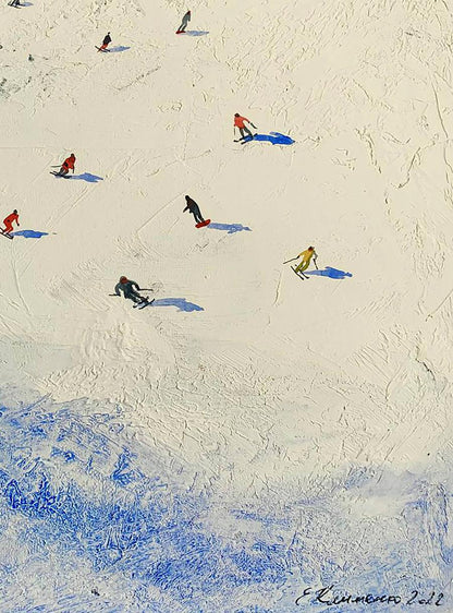 Watercolor painting Descent from Snow Mountain Olena Klimenko