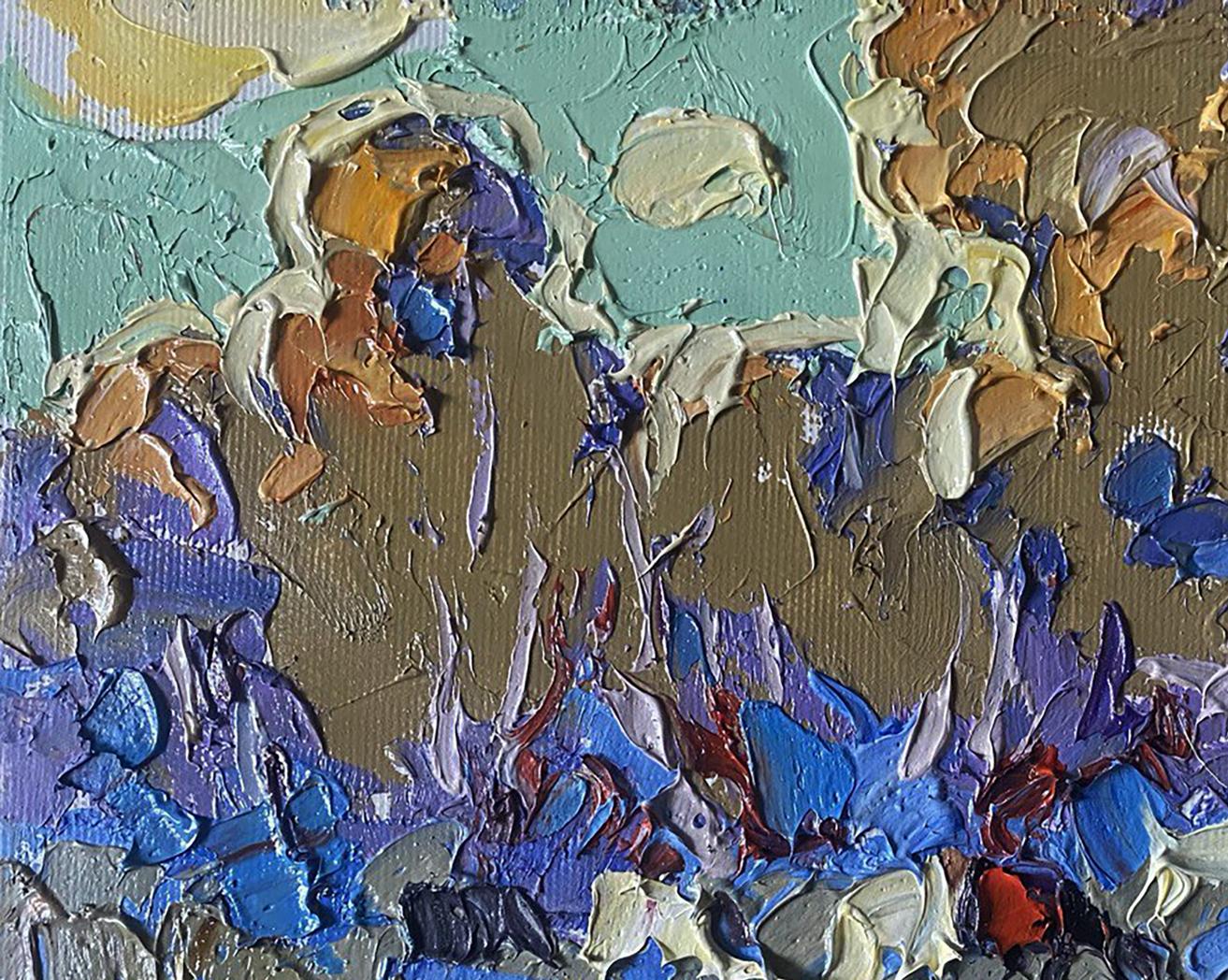 Oil painting They are grazing in the field by Oleksiy Ivanyuk impasto abstract