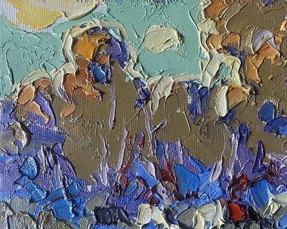 Oil painting They are grazing in the field by Oleksiy Ivanyuk impasto abstract