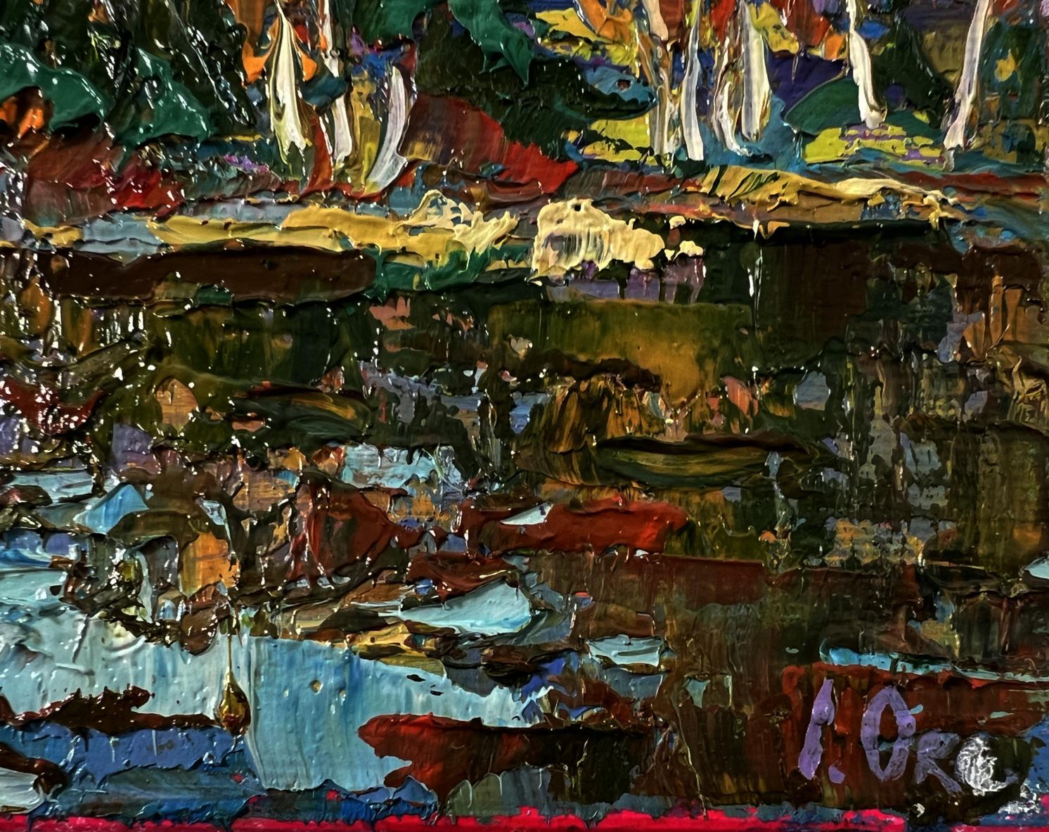 Vibrant oil painting Evening boat ride and ringing of bells by Oksana Ivanyuk