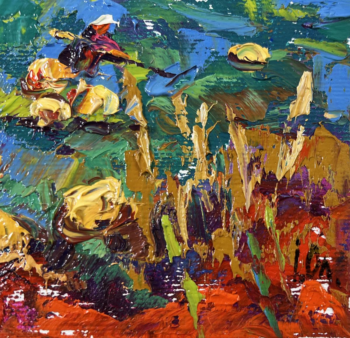 Vibrant Work in the Garden oil painting by Oleksiy Ivanyuk with impasto texture