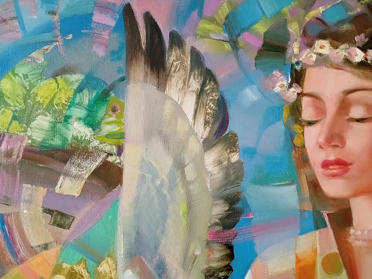 Abstract Painting with Flower