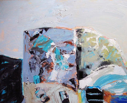 Abstract oil painting of butterfly wing by Tatyana Shulyak in blue tones