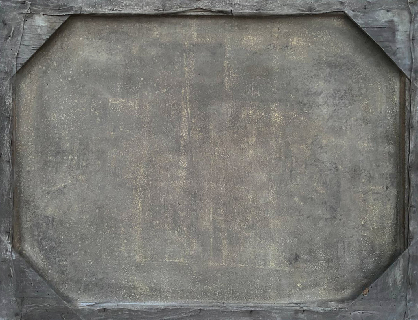 Weathered octagonal concrete slab in Young people near the house oil painting
