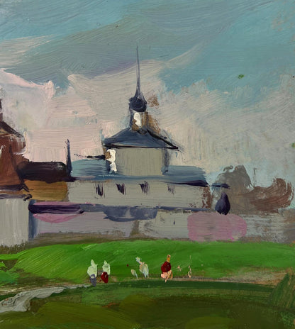 Oil painting of ancient city monastery by Yuriy Suprunchuk