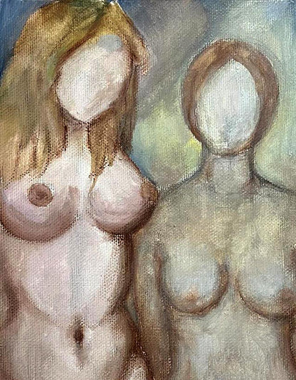 Abstract oil painting Undraped models Tatyana Nikolsk, figure figures earthy tones