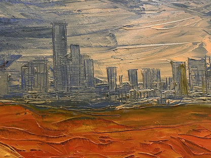 Oil painting Cidade Deserta by Serhiy Kovalev: textured cityscape