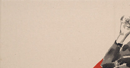 Grayscale ink-wash hand with red sleeve accents in Dima Filatov Red Wine acrylic painting