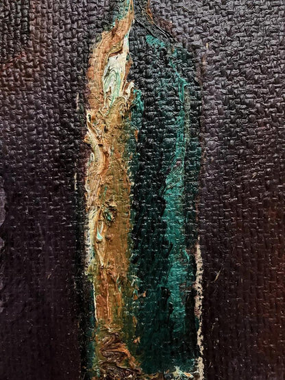 Oil painting Still life with a pipe by Oleksandr Andreev, impasto brown and teal