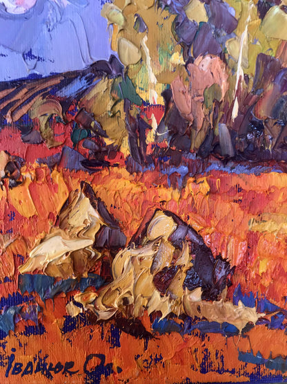The crimson hues depicted in Alex Ivanyuk's oil painting