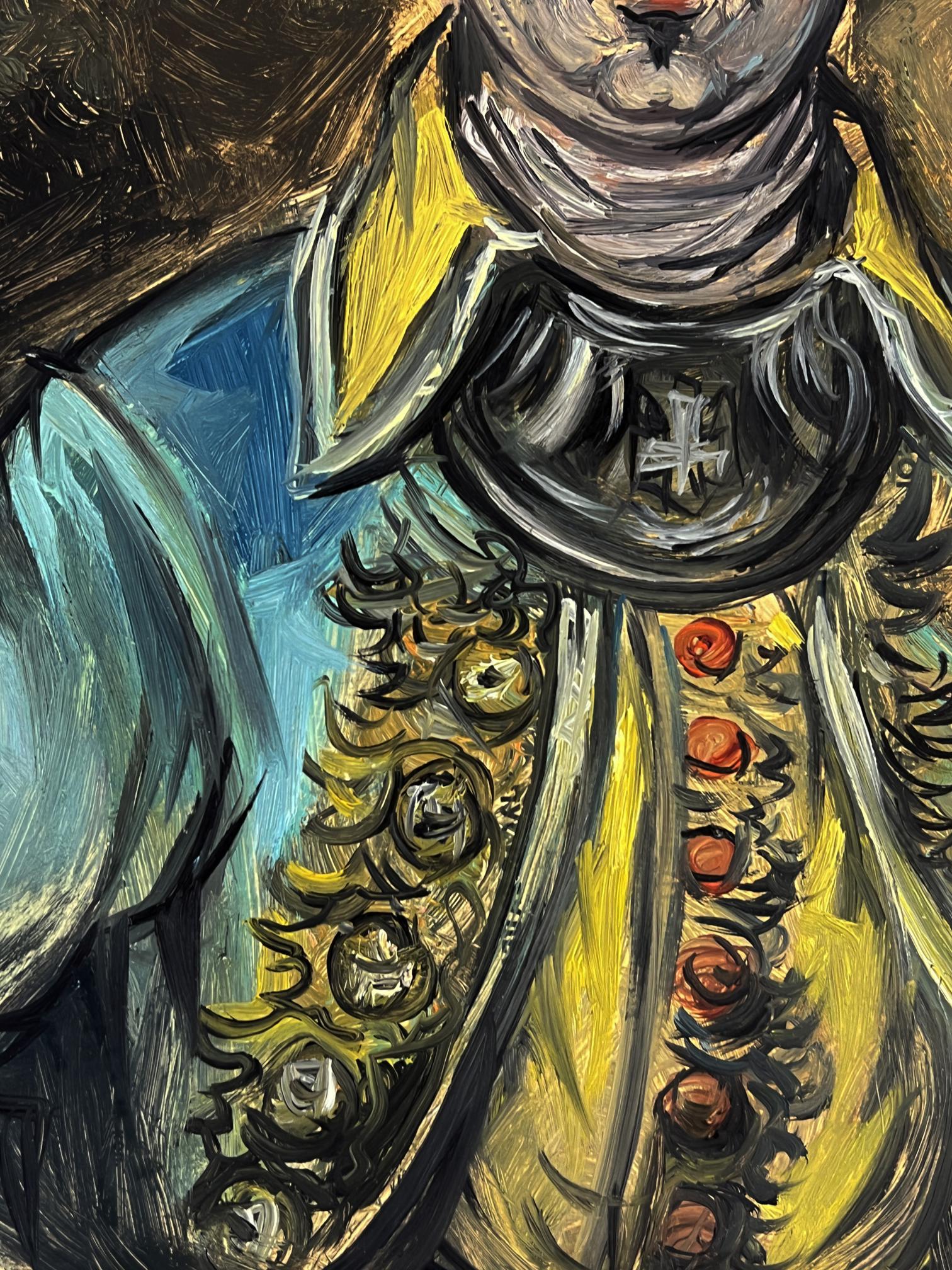 Oil painting of Alexander Litvinov in ornate yellow blue military vest