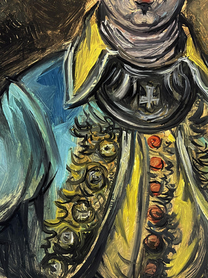 Oil painting of Alexander Litvinov in ornate yellow blue military vest