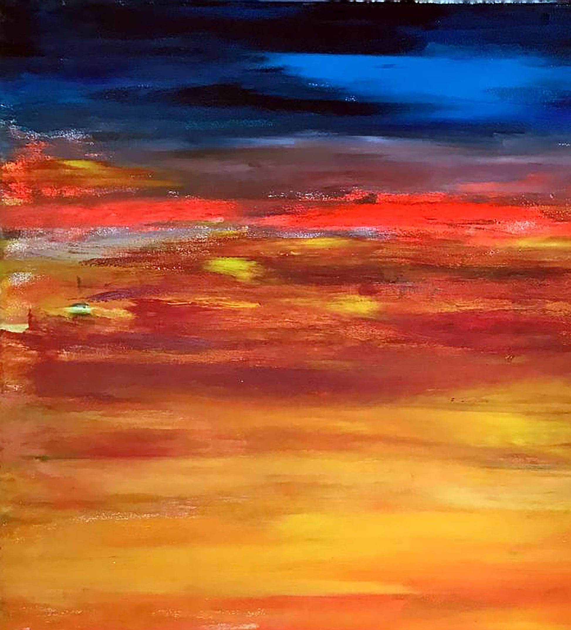 Vibrant abstract sunset acrylic painting Window Olga Melezhik