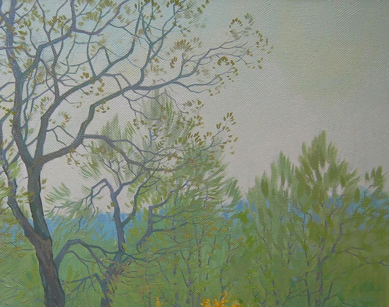 Soft-focus oil painting of Spring City Park tree by Valery Savenets