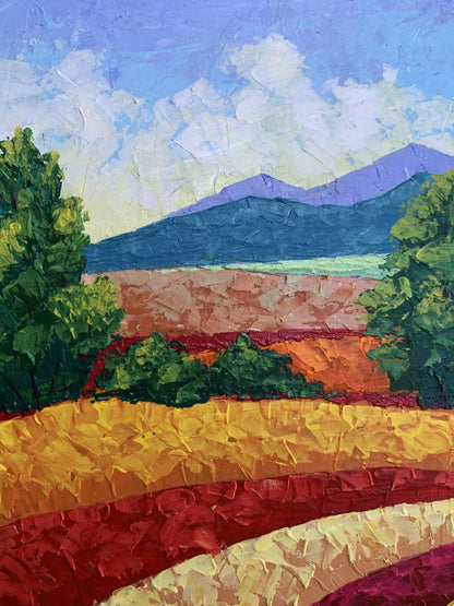 Vibrant impressionist oil painting of sunny day in mountains by V. Zadorozhnya