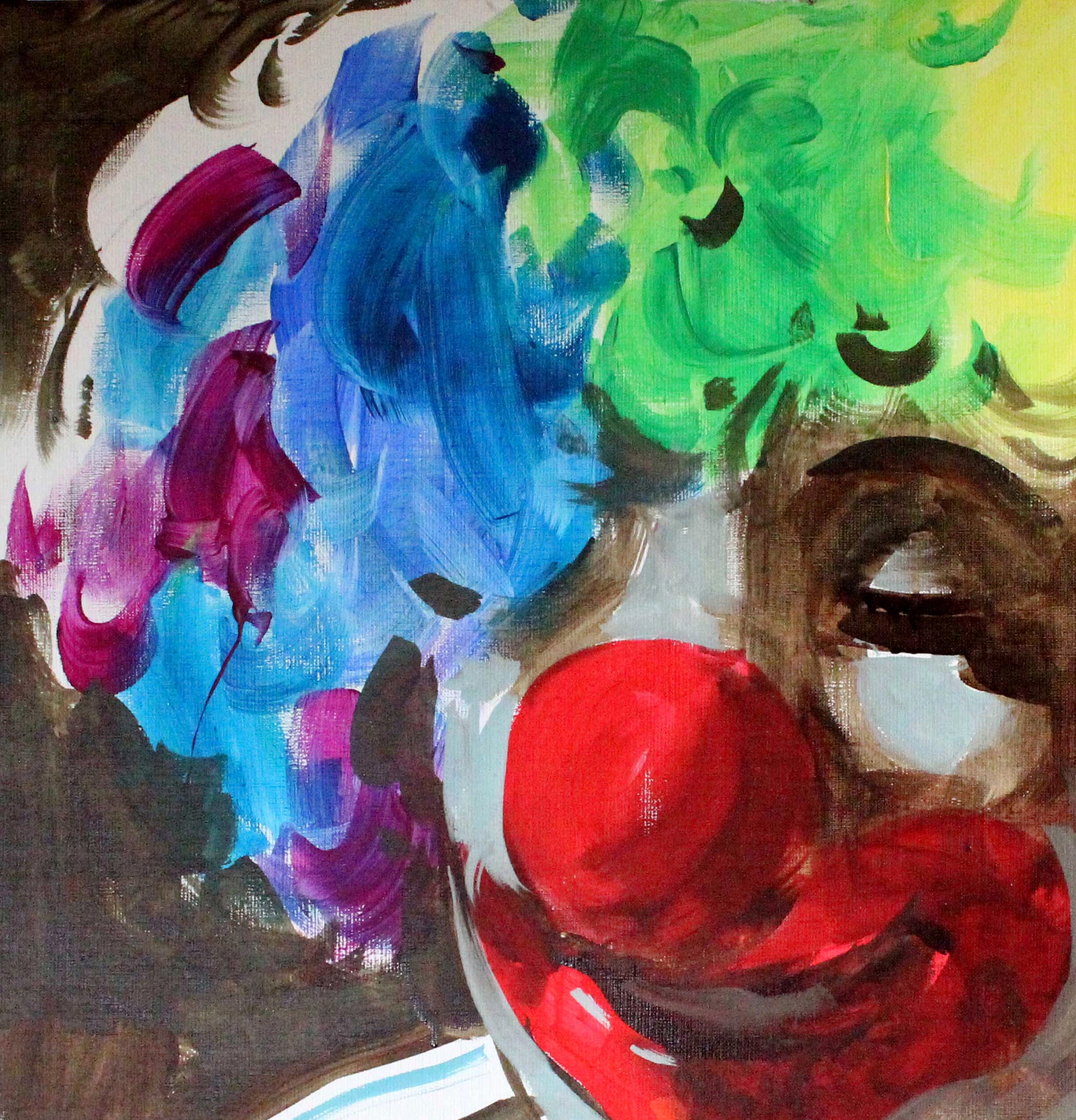 Vibrant oil painting of Head Clown by Ed Potapenkov in bold colors