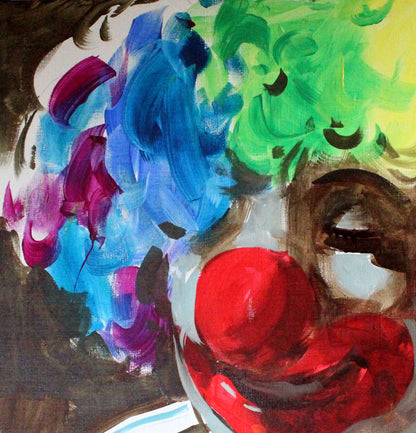 Vibrant oil painting of Head Clown by Ed Potapenkov in bold colors