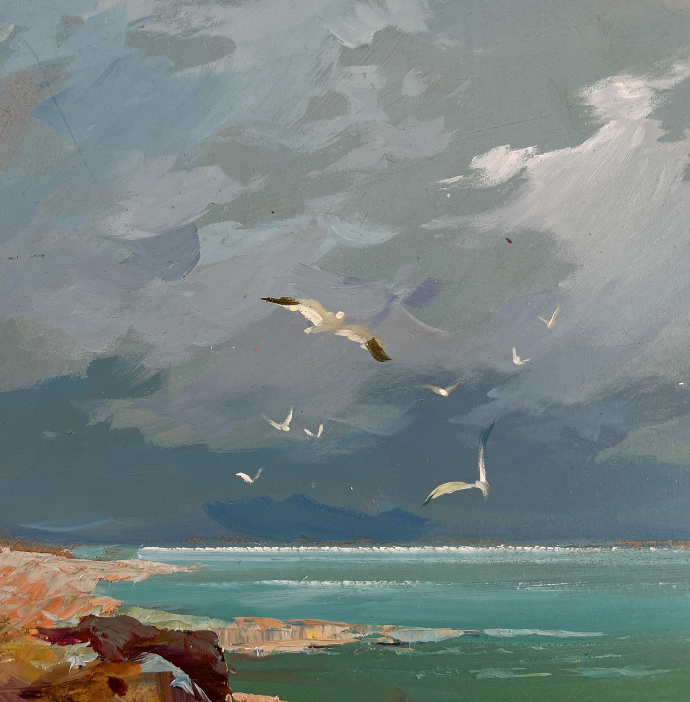 Oil painting Seagulls over the seashore by Yuriy Suprunchuk