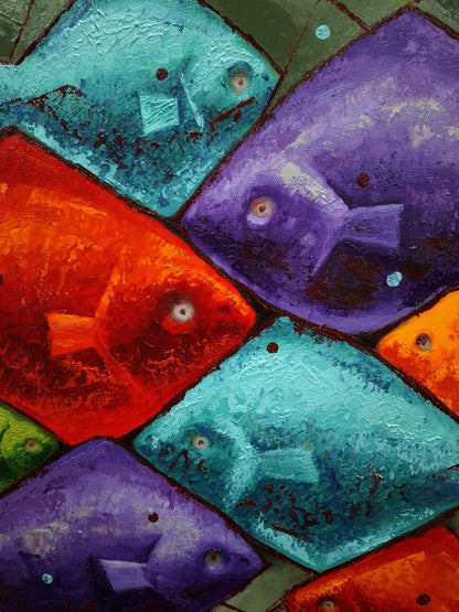 Oil painting Eleven Brightly Colored Fish by Sergiy Voichenko