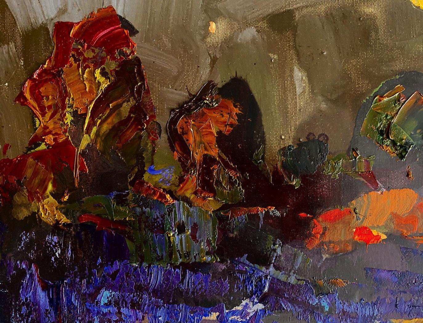 Vibrant Oleksiy Ivanyuk oil painting Moonlit night with impasto strokes