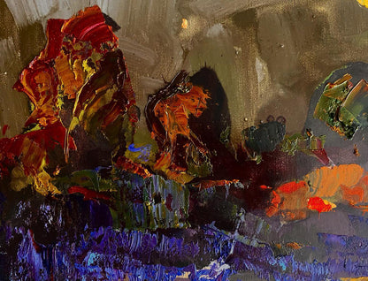 Vibrant Oleksiy Ivanyuk oil painting Moonlit night with impasto strokes