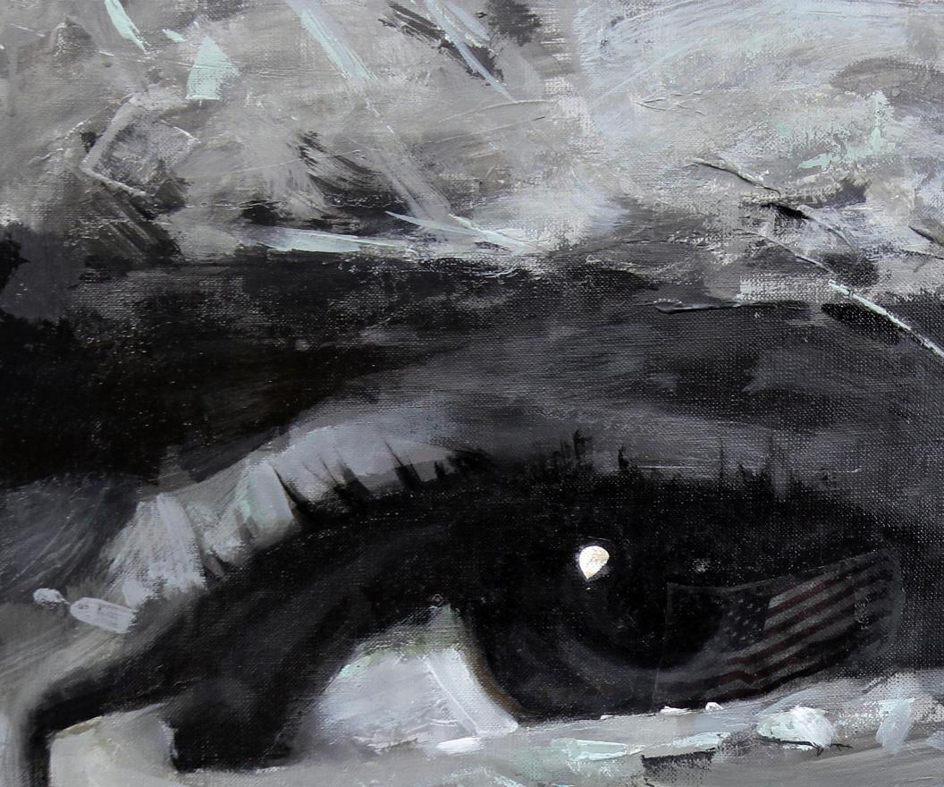 Oil painting by Josef Ed Potapenkov: abstract dark eye with flag iris