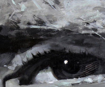 Oil painting by Josef Ed Potapenkov: abstract dark eye with flag iris