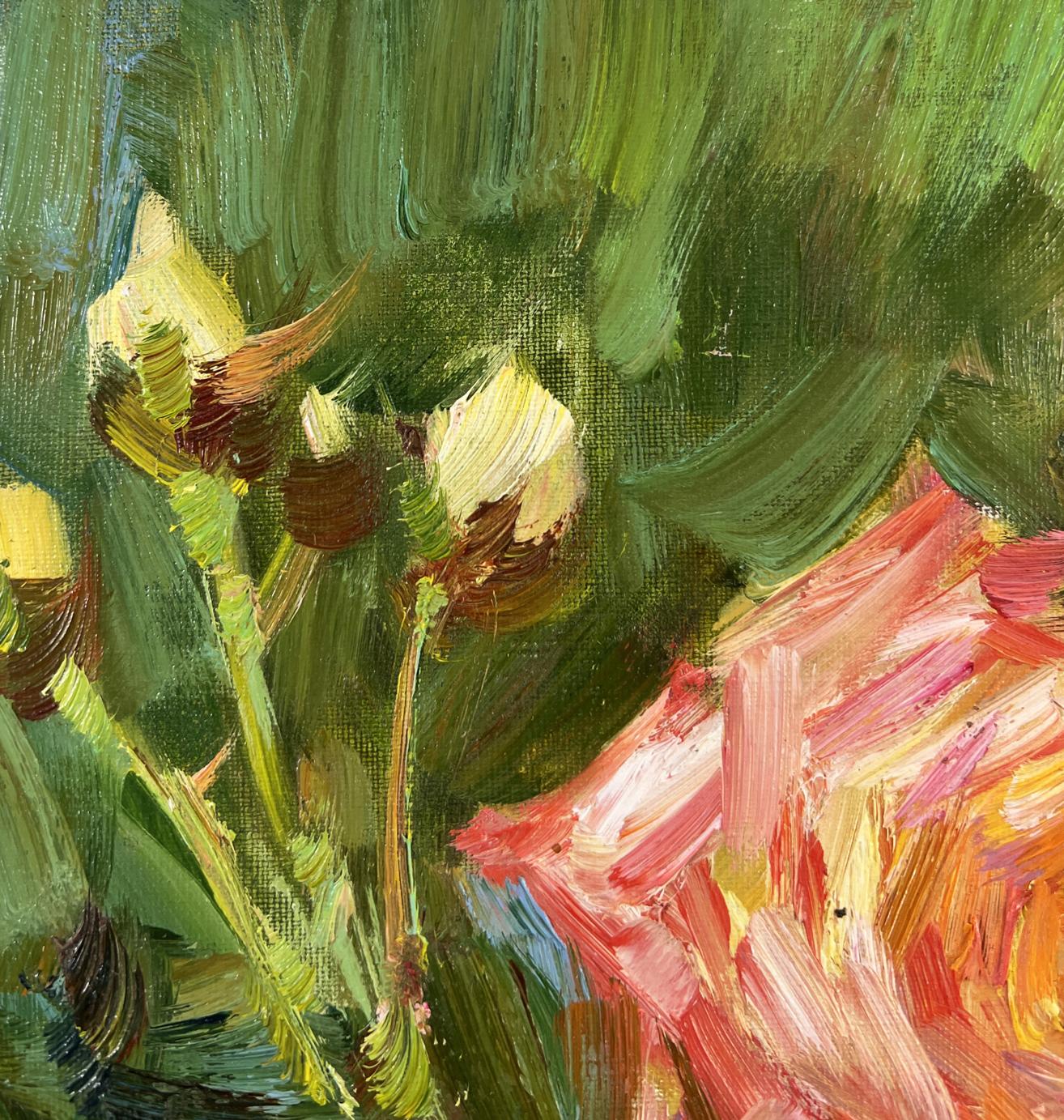 Oil painting Summer Roses in the Garden by Vyacheslav Pereta