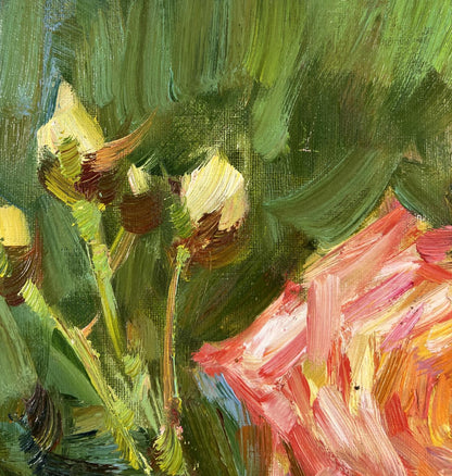 Oil painting Summer Roses in the Garden by Vyacheslav Pereta