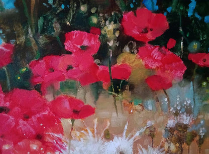 Abstract oil painting Poppies in the Field Anatoly Tarabanov