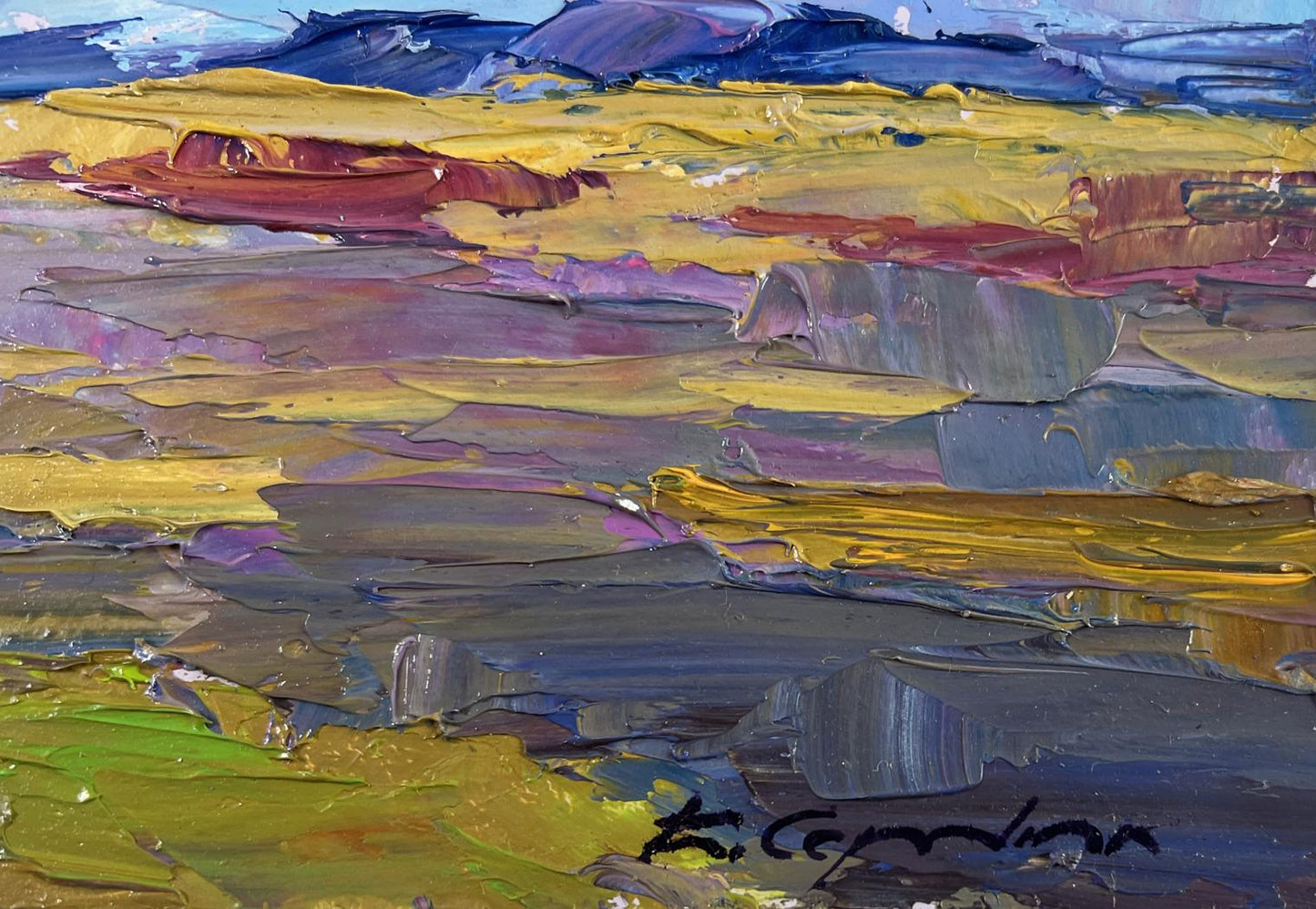 Vibrant oil painting Spring colorful day in mountains by Boris Serdyuk